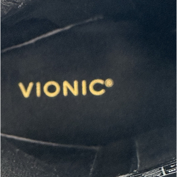 VIONIC Skylar Black Leather Wedge Ankle Boots Booties Womens Size 9 New $160 - Picture 10 of 12